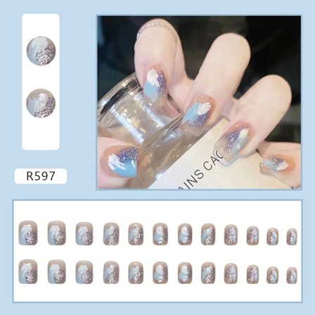 Press on Nails Europeiska Lösnaglar Press on Nails UV-förseglade Glansiga Full Täckning Passform Naglar Konstgjorda Lösnaglar Naglar för Kvinnor