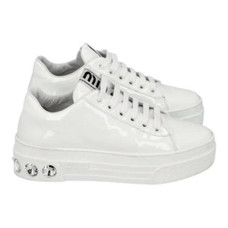 Miu Miu Pre-owned, Pre-owned Leather sneakers Wit, Dames, Maat:36 EU