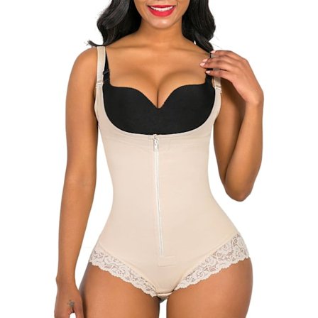 Shapewear til kvinder, mavekontrol, body shaper, lynlås, åben overdel