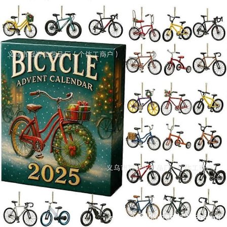 Sykkel-tema Adventskalender 2025 24 dager med sykkeloverraskelser, perfekt jule-nedtelling for syklister, sykkelentusiaster og samlere, unik høytid