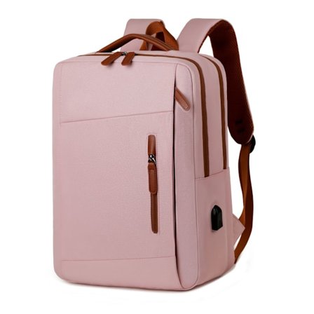 Laptop Backpack, 15.6 Inch Waterproof Laptop Backpack with USB Charging Port Ergonomic Design - Unisex Pink