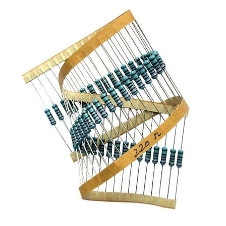 50 stk. filmmotstander 220ohm 1W metallfilmresistans 5 fargering