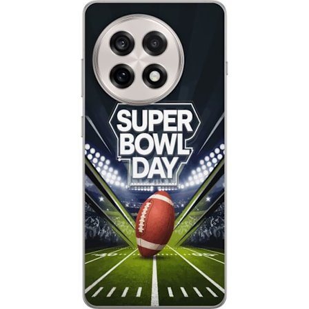 Kompatibelt Mobildeksel til OnePlus 13R Super Bowl Day plakat med amerikansk fotball på opplyst arena i dramatisk sportsdesign