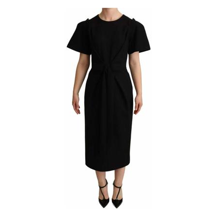 Dolce & Gabbana Wool Bow Detail Sheath Klänning svart, Dam, Dam, Storlek: XS
