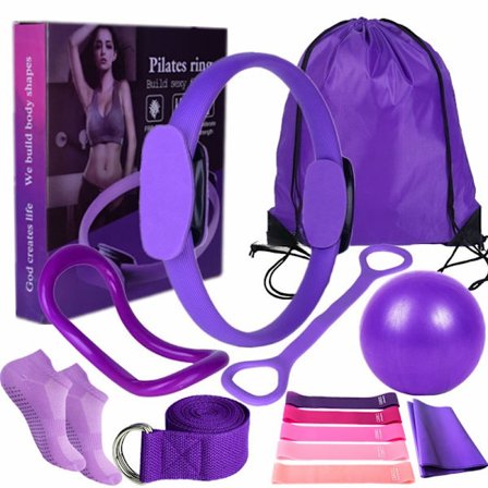 Pilates Treningssett 13-deler – Pilates Ring Magic Circle med Ball, Motstandsbånd & Veske