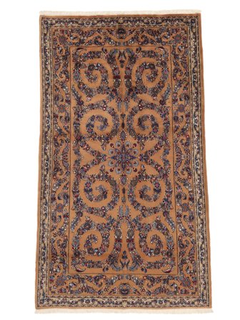 Sarough Fine Teppe Håndknyttet 145X255 Brun/Svart Persia