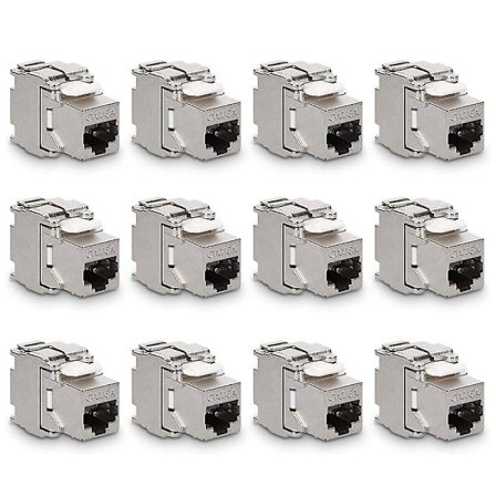 Moduuliliittimet - 12 kpl Cat6a suojattu RJ45-liitin Cat 6a Ethernet-moduuli 10 Gbit metallikotelolla