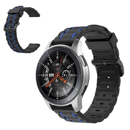Vertical stripe silicone watch band for Samsung watch - Black / Dark Blue
