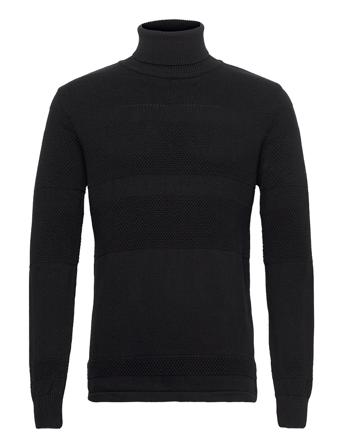 Fisker Cotton Roll Neck Knit Black Kronstadt