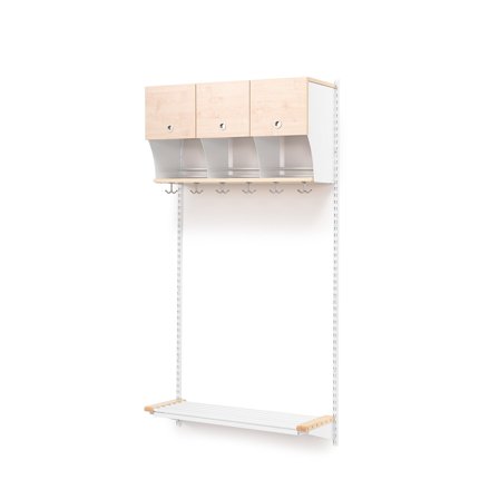 Garderobeneinheit JEPPE mit Türen, Grundeinheit, 900x1800 mm, Birke, weiß