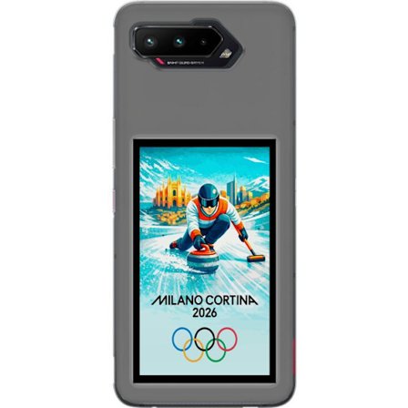 Kompatibelt Mobildeksel til Asus ROG Phone 5 Ishockeyillustrasjon med spillere i bevegelse på isen, Milano Cortina 2026, Milan-landemerker og olympisk
