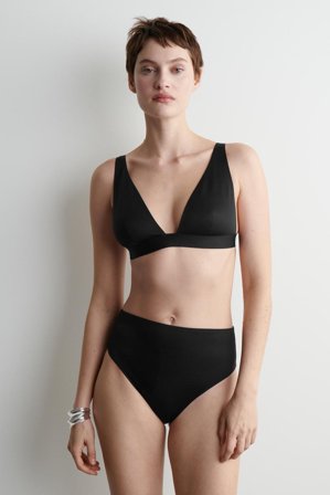 COS Femme Bas De Bikini Taille Haute En Néoprène in Noir