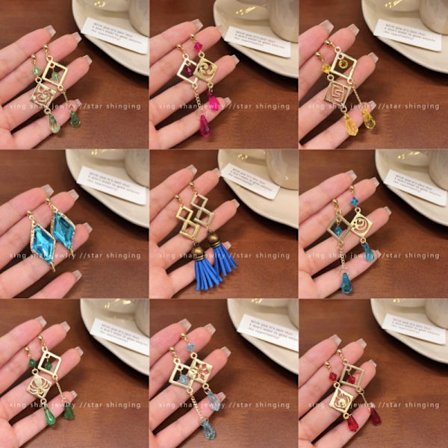 9 par Hängande Örhängen kompatibla Kvinnor - Anime Figur Element Guds Öga Öra