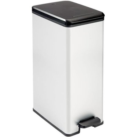 Smal papperskorg - SLIM BIN - CURVER - 40L - Platsbesparande - 40 x 25 x 61 cm - Metallic grå