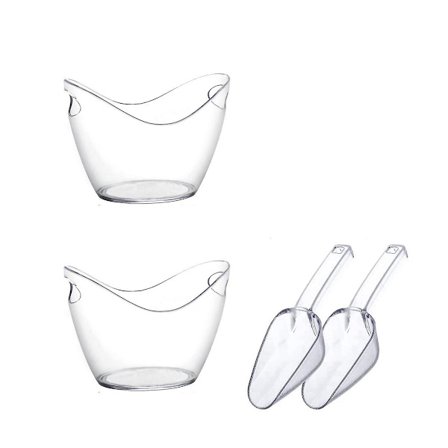 Isbitshink 2 st 4 liter Dryckeshink Champagnehink för Fest och Dryck Plast Akryl