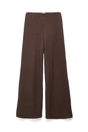 NA-KD Strukturerade byxor med vida ben - Byxor med hög midja - Brun - S