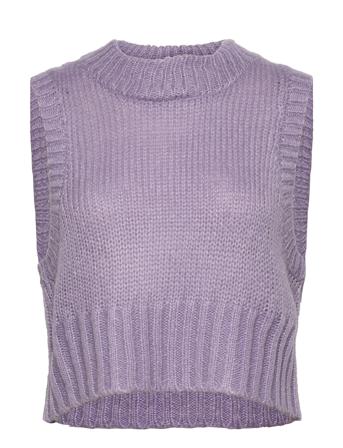 Vinelle O-Neck Knit Vest/Ka Purple Vila