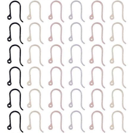 120 kpl Korvakoukut 4 Väriä Hypoallergeeniset Muoviset Korvakoukut Korvakorujen Tarvikkeet DIY-Koruihin (Valkoinen Savu Utuinen Ruusu Musta Vanha 