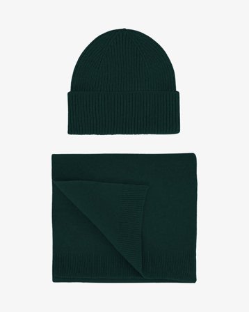 Merino Wool Beanie & Scarf - Emerald Green - Female - Sustainable material - Ethical production
