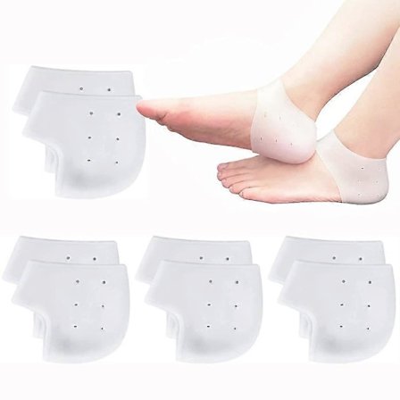 10 Par Silikon Hälskydd, Silikon Hälsockor för Hälsporre, Plantar Fasciit, för Smärtlindring i Hälen, Torr Sprucken Häl