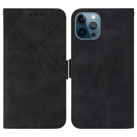 Geometric Lines Imprinted Iphone 14 Pro Max Fodral - Svart Svart