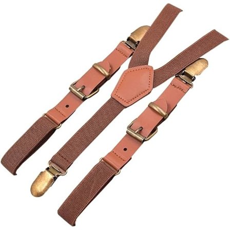 Unisex Y-form Starka 3 Clips Hängslen Elastiska Band Brun S