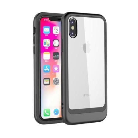 iPhone Xs Max transparentti hybriidi muovinen takasuoja kuori - Musta Black