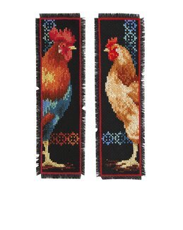 Broderipakke Bokmerke Hane og høne 2-pk - Vervaco