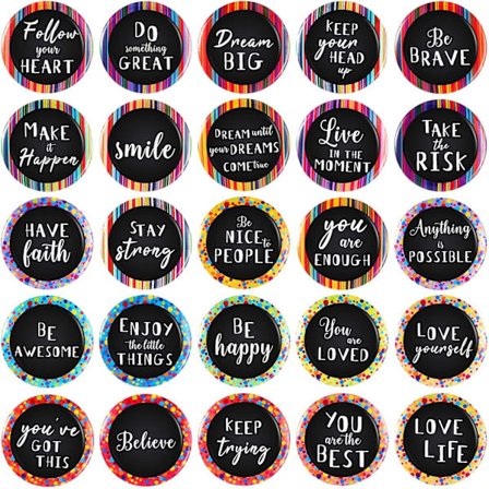 25 stk. motiverende køleskabsmagneter Inspirerende magneter Runde citatmagneter til køleskab Klasseværelse Whiteboard Skab