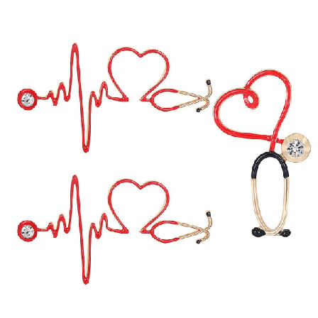 3 kpl Bling Jewelry Naisten Sydämenlyönti Rintaneula Brooši Lääkäri Sydän Sähköinen Brooši PinRed6X3.5X0.5CM Red 6X3.5X0.5CM