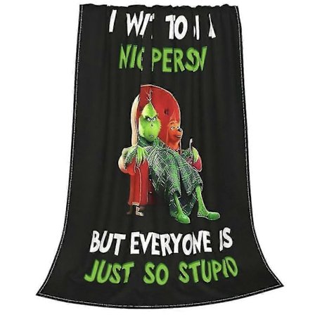 The Grinch -peitto, pehmeä ja mukava joulufleecepeitto, makuuhuoneen joulukoristeet, lahjat -NMAOV