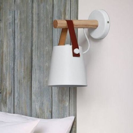 Nordisk stil bælte væglampe E27 massivt træ væglampe moderne enkel kreativ personlighed soveværelse gang sengside ins væglampe 22 13cm hvid 1 stk