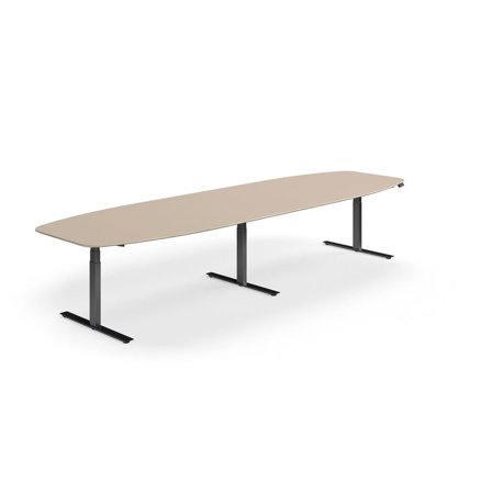 Stående mødebord NOVUS, 4000x1200 mm, sort/lergrå