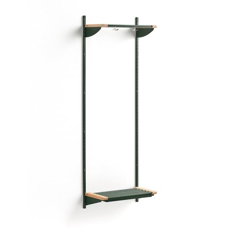 Cloakroom unit JEPPE with hat shelf, basic unit, 1790x600x310 mm, green/birch
