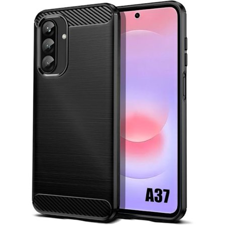 Cover til Samsung Galaxy A37 5G, Silikone Anti-Ridser Stødabsorberende Blød Carbon Fiber Mønster Sort