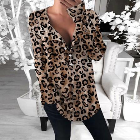 Dam V-hals Långärmad Printed Tröja Casual Toppar