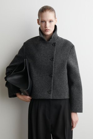 COS Femme Veste Courte En Laine Bouillie Mélangée in Gris