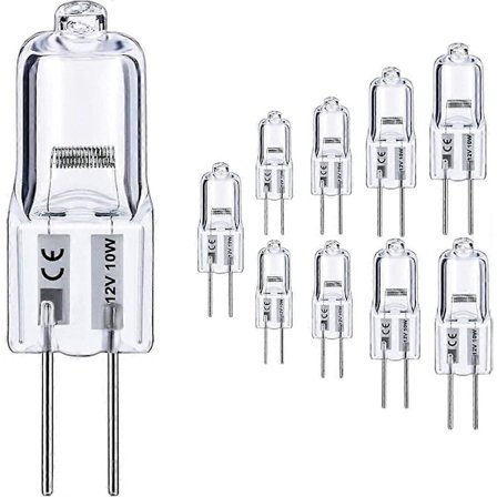 G4 Pære, 10-pak Halogen G4 12V 10W med G4 Bi-pin Fatning, Højtydende G4 Lyspære 12V 150LM 3000 timer Lang Levetid, G4 Dæmpbar, CRI100 & 2800K Varmt 