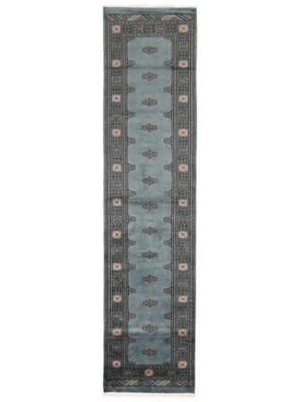 Pakistan Bokhara 2Ply Handknuten 80X331 Hallmatta Mörkgrå/Svart Pakistan