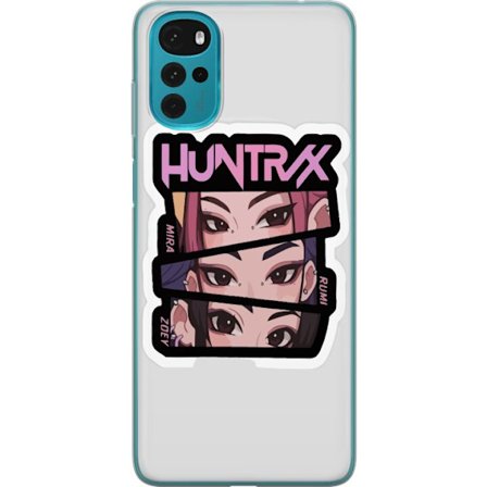 Yhteensopiva Puhelinkuori Motorola Moto G22 K-pop-inspiroitunut futuristinen tyttöryhmä neonvaloissa ja kosminen sci-fi-kohtaus