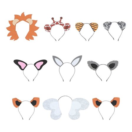 10 stk. Kreative Dyreøre Hårbøjler Unikke Kostume Dyretema Hårpynt