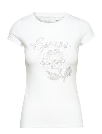 Ss Rose Logo R3 T-shirts & Tops Short-sleeved Vit GUESS Jeans