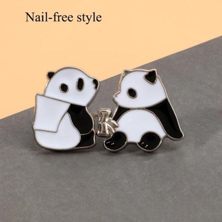 {xjxj} Jeansknapper Ingen søm Metallknapp SØLV PANDA PANDA sølv