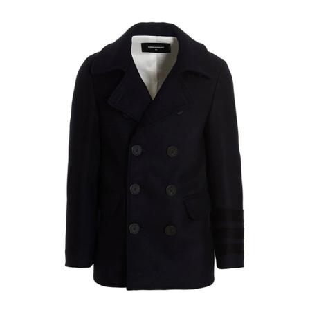 Dsquared2, Double-Breasted Coats Blauw, Heren, Maat:L