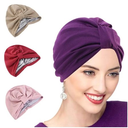 Turban med 2 lag hijabi sateng bomull flere farger