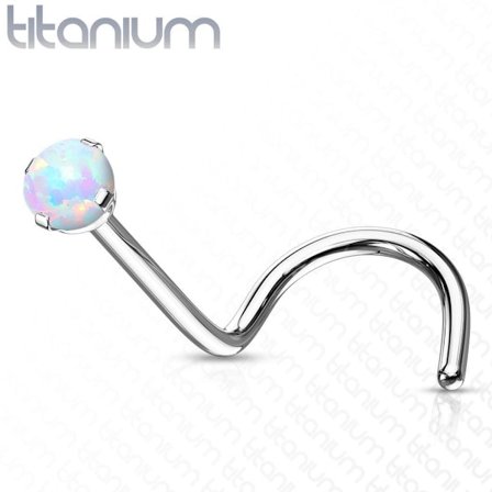Skruvbar näspiercing i Implant Grade Titanium med 3 mm. Opal
