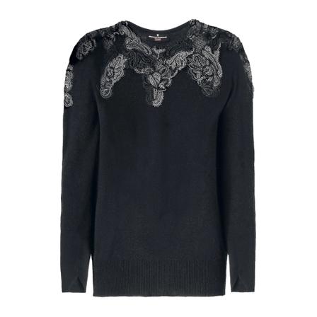 Ermanno Scervino Round-neck Strik Sort, Dame Striktrøjer