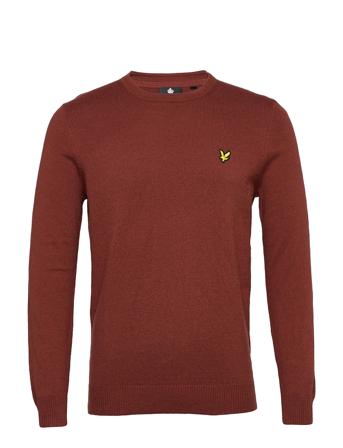 Cotton Merino Crew Jumper Strikkegenser M. Rund Krage Brun Lyle & Scott