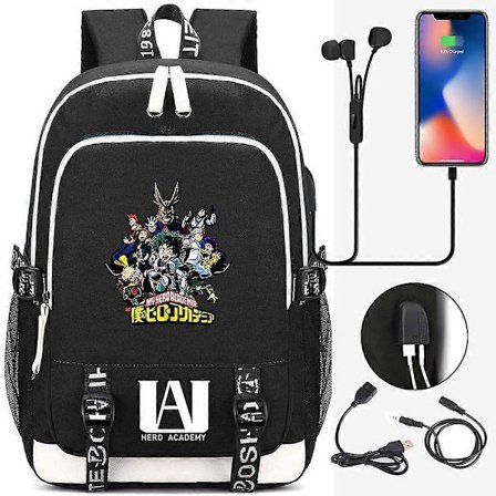 MHA Ryggsekk Anime My Hero Academia Cosplay Skolesekk One For All Unisex Deku Skoleveske All Might Mochila