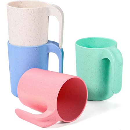 4 stk Kaffe Krus med Håndtak - Uknuselige Plastkopper for Kjøkken, Utendørs